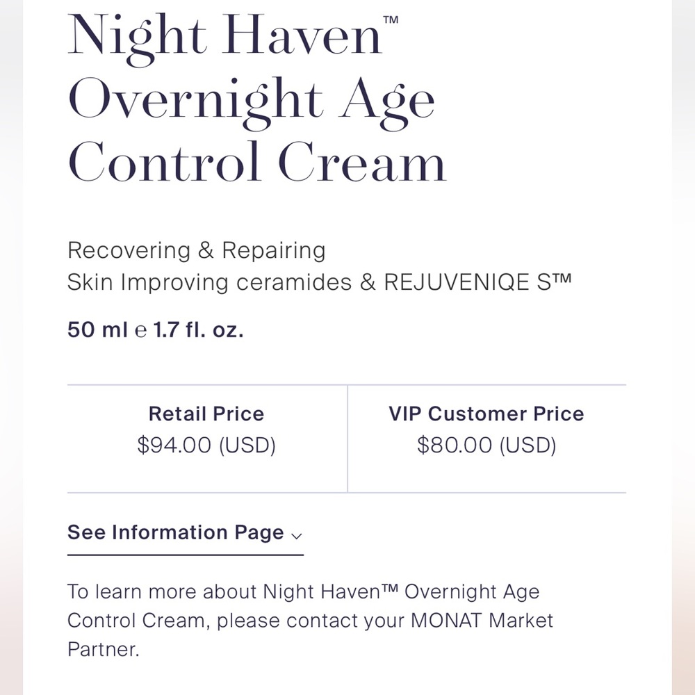 💖🆕💖 Monat Night Haven Overnight Age Control Cream - Picture 2 of 9